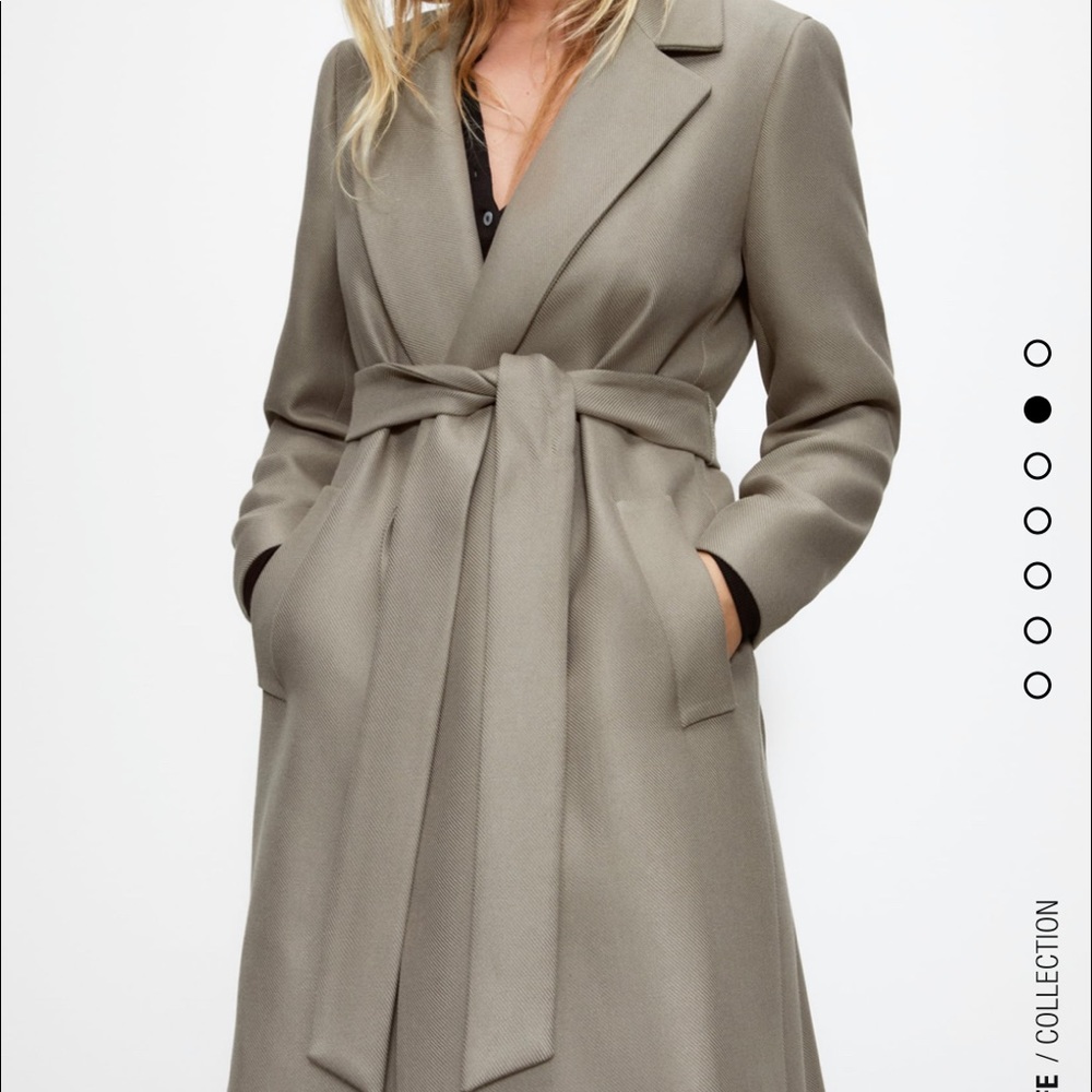 Zara coat taupe grey green belted bloggers Favv L